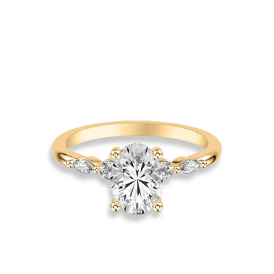 Oval Diamond Round and Marquise Side Stone Engagement Ring Setting - Private Label product