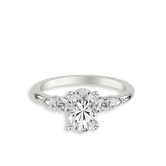 Oval Diamond Side Stone Engagement Ring Setting