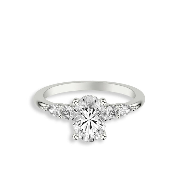 Oval Diamond Side Stone Engagement Ring Setting