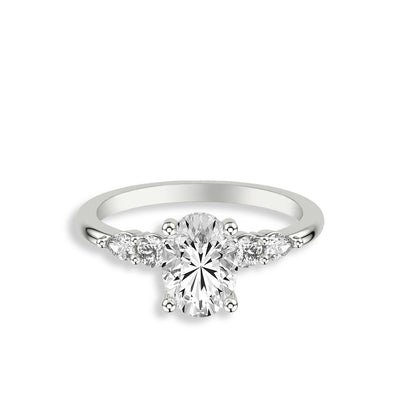 Oval Diamond Side Stone Engagement Ring Setting - Private Label product