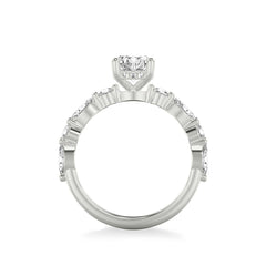 Oval Diamond Halfway Alternating Side Stone Engagement Ring Setting