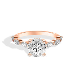 Round Diamond Marquise Side Stone Engagement Ring Setting