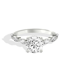 Round Diamond Marquise Side Stone Engagement Ring Setting