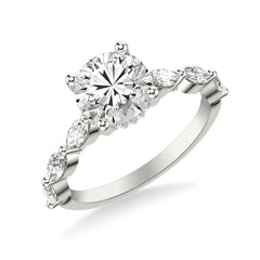 Round Diamond Marquise Side Stone Engagement Ring Setting