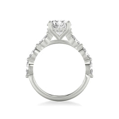 Round Diamond Marquise Side Stone Engagement Ring Setting