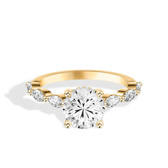 Round Diamond Marquise Side Stone Engagement Ring Setting