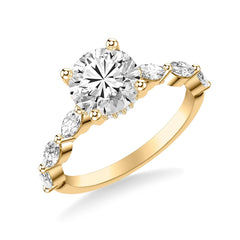 Round Diamond Marquise Side Stone Engagement Ring Setting