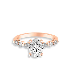 Oval Diamond Multi-Shaped Side Stone Engagement Ring Setting