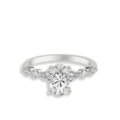 Oval Diamond Multi-Shaped Side Stone Engagement Ring Setting