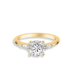 Classic Baguette and Round Three Stone Engagement Ring Setting