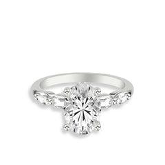 Oval and Emerald Alternating Side Stone Engagement Ring Setting