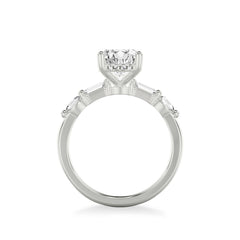 Oval and Emerald Alternating Side Stone Engagement Ring Setting