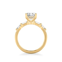 Oval and Emerald Alternating Side Stone Engagement Ring Setting