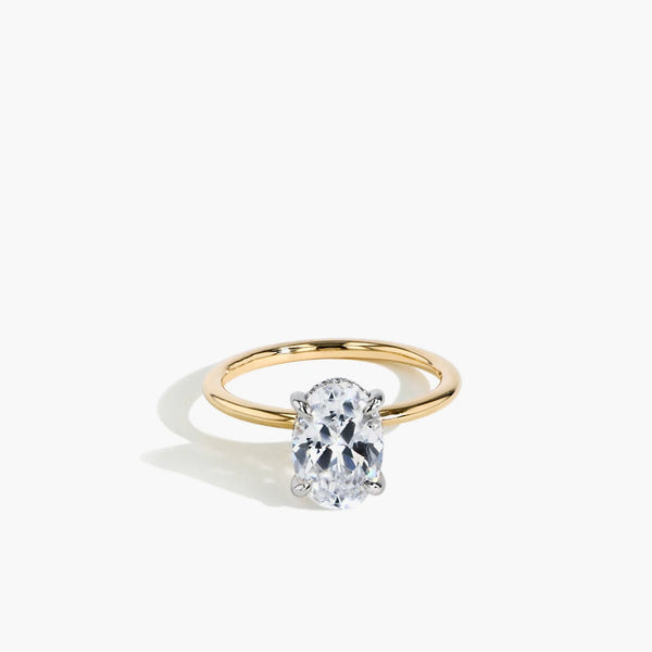 Oval Ultra Thin Hidden Halo Engagement Ring Setting