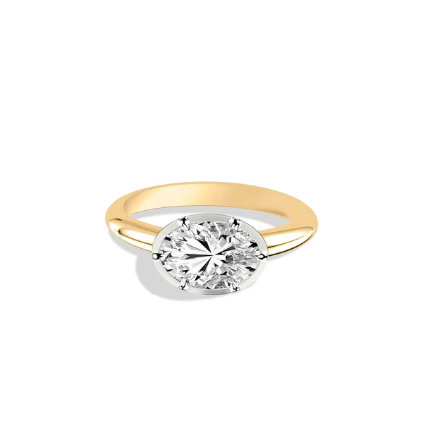 East-West Six Prong Bezel Set Heirloom Ring
