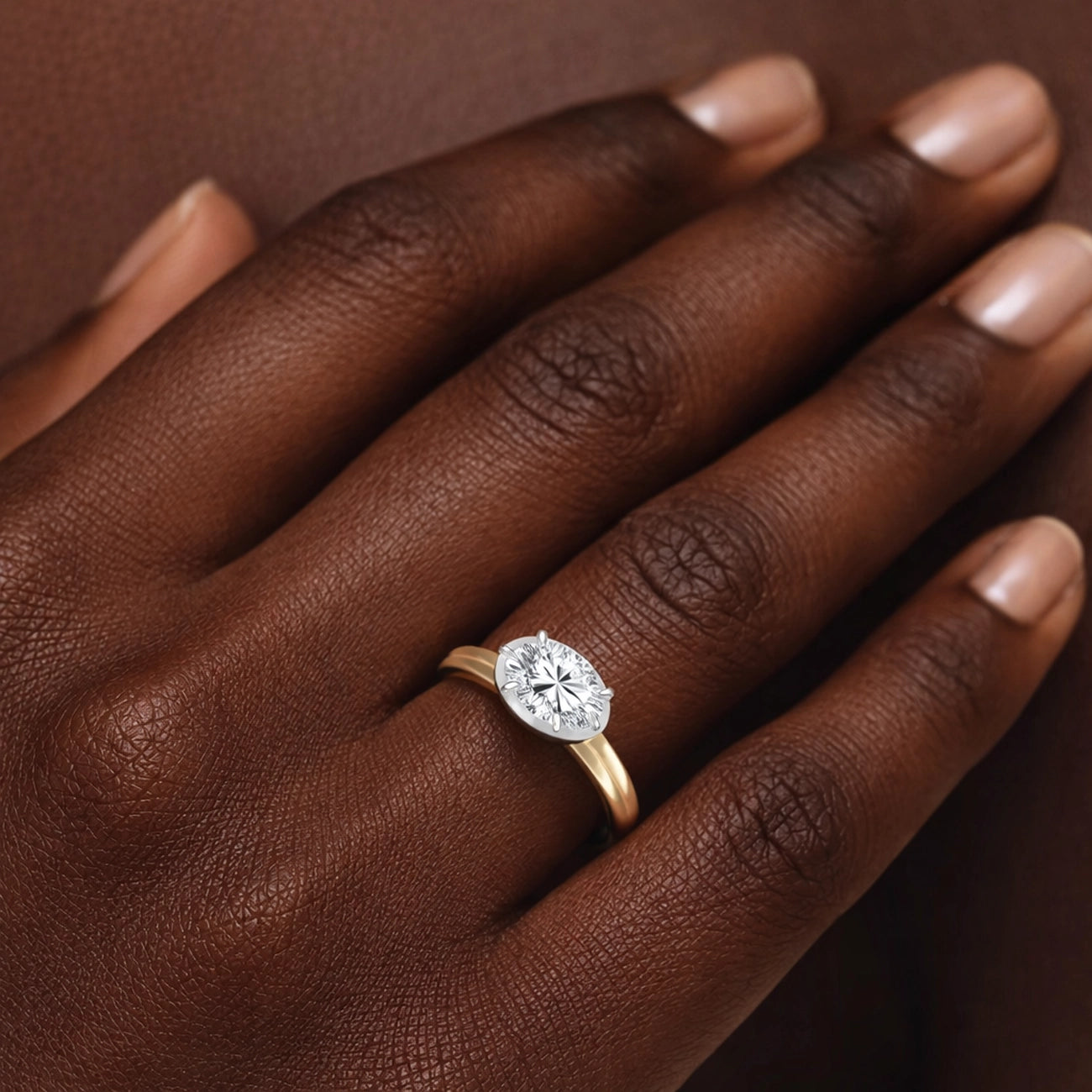 East-West Six Prong Bezel Set Heirloom Ring
