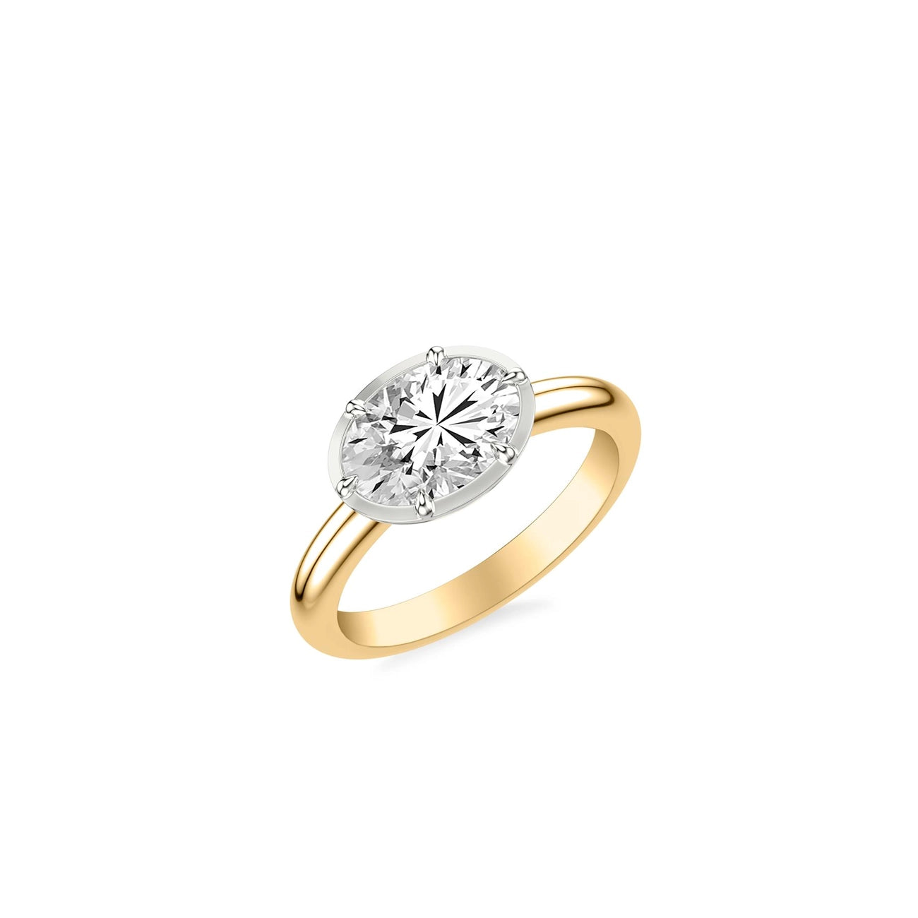 East-West Six Prong Bezel Set Heirloom Ring
