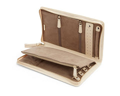 Wolf Caroline Large Jewelry Portfolio in Ivory Leather