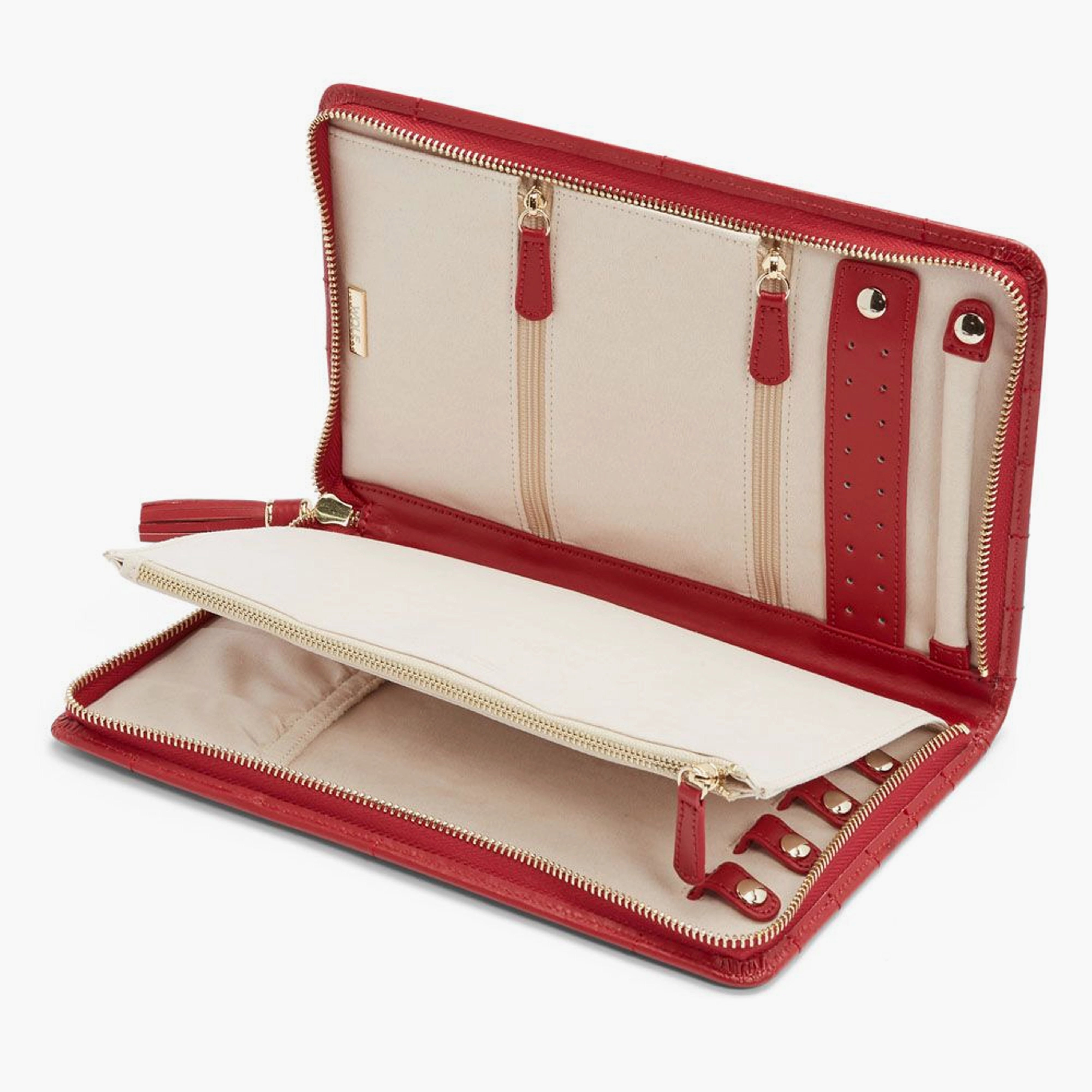 Wolf Caroline Large Jewelry Portfolio in Red