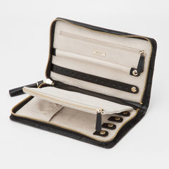 Wolf Caroline Black Leather Quilted Jewelry Portfolio Case