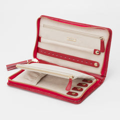 Wolf Caroline Red Leather Quilted Jewelry Portfolio Case