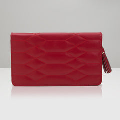 Wolf Caroline Red Leather Quilted Jewelry Portfolio Case