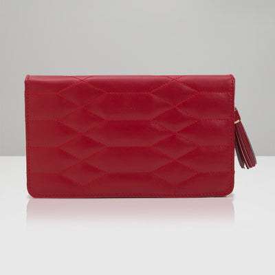 Wolf Caroline Red Leather Quilted Jewelry Portfolio Case - Wolf product