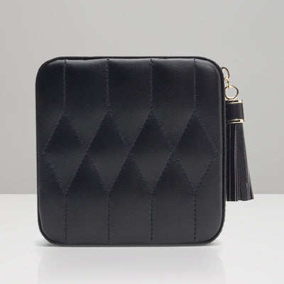 Wolf Caroline Black Leather Quilted Jewelry Zip Travel Case - Wolf product