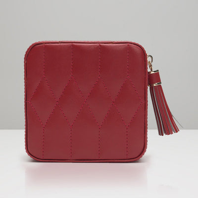 Wolf Caroline Red Leather Quilted Jewelry Zip Travel Case - Wolf product