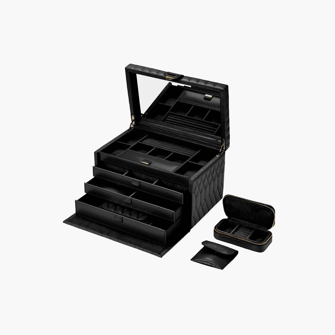 WOLF Lauren Large Black Jewelry Box