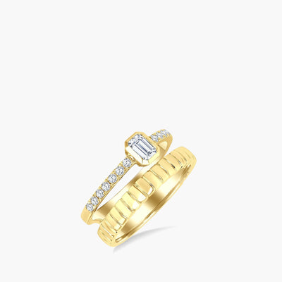 Emerald-Cut Diamond Two-Row Open Ring - Private Label product