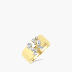 Mixed Shape Diamond Wide Open Band Ring