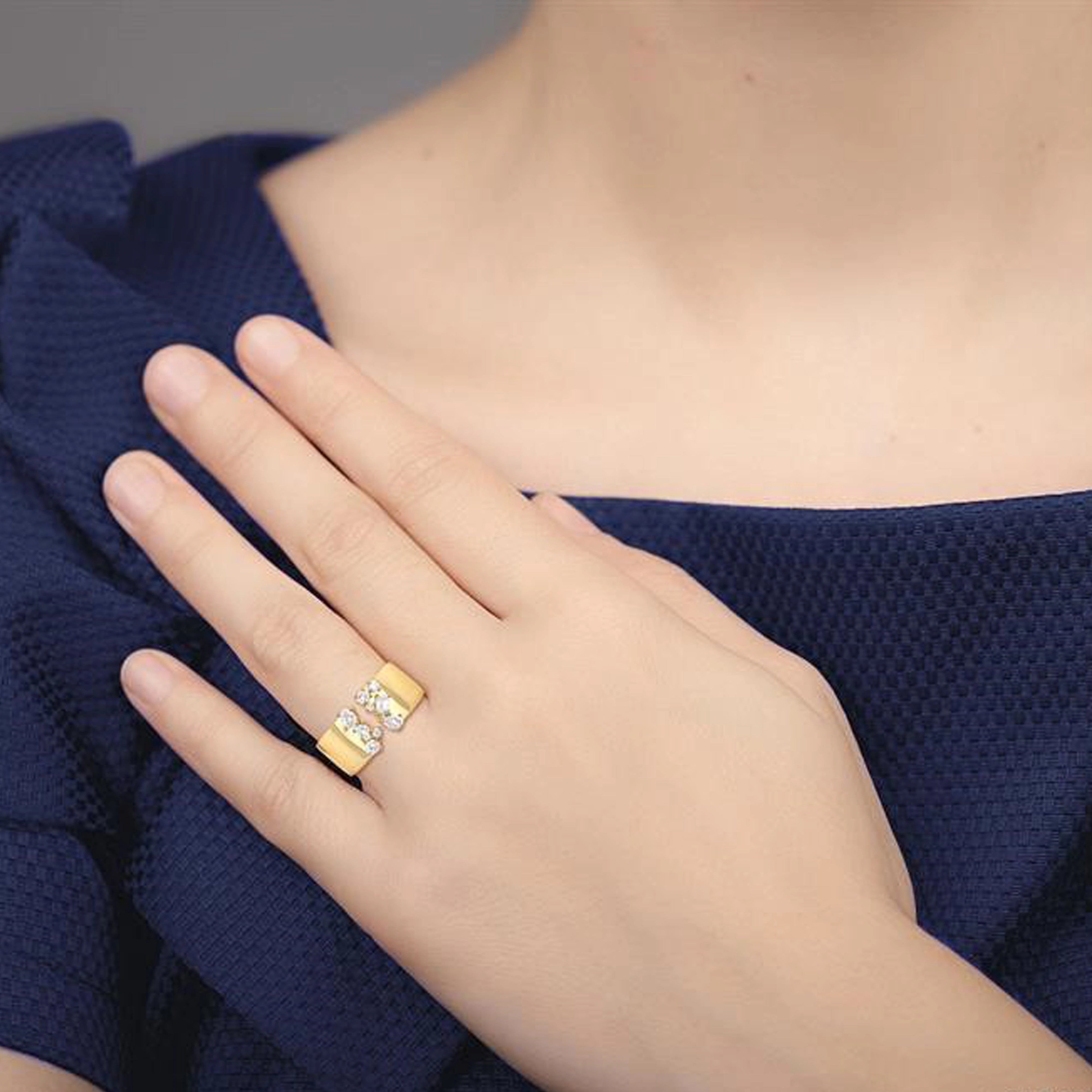 Mixed Shape Diamond Wide Open Band Ring