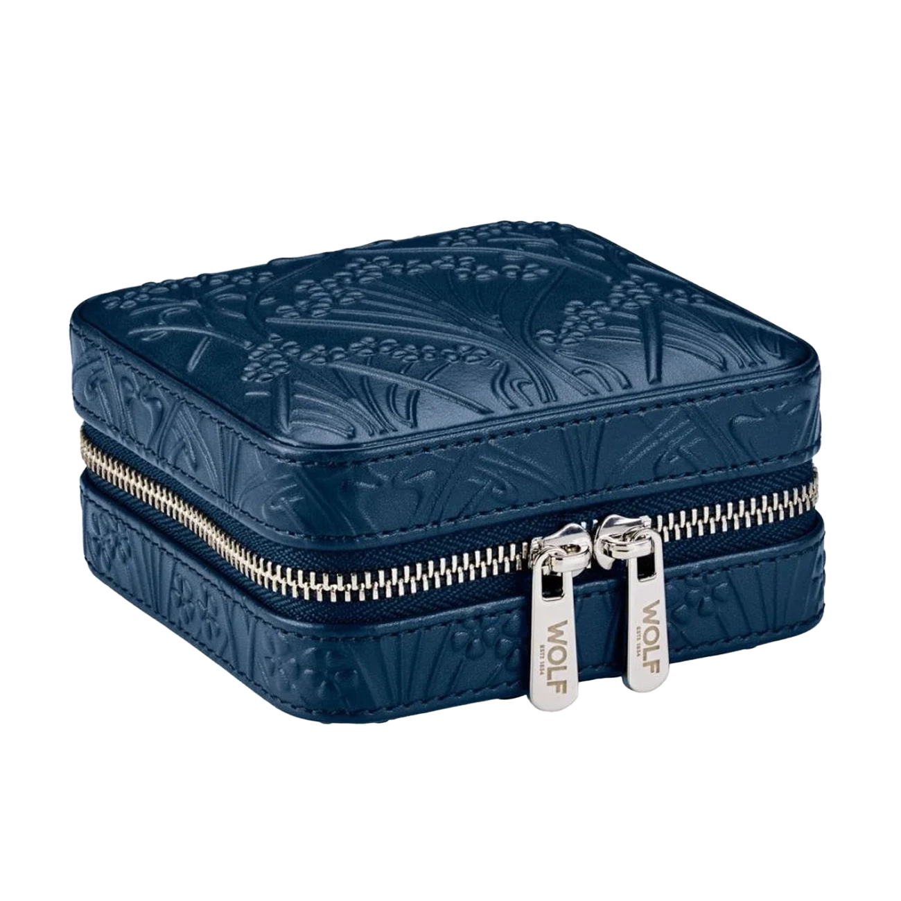 WOLF X LIBERTY All Over Ianthe Small Travel Jewelry Zip Case in Navy