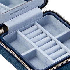 WOLF X LIBERTY All Over Ianthe Small Travel Jewelry Zip Case in Navy