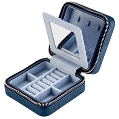 WOLF X LIBERTY All Over Ianthe Small Travel Jewelry Zip Case in Navy