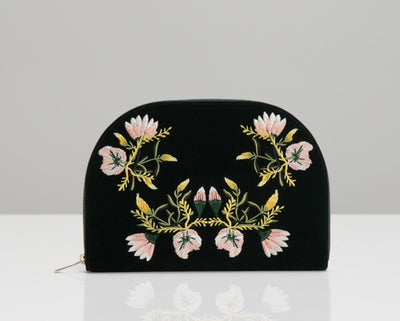 Wolf Zoe Flower Velvet Jewelry Portfolio in Forest Green - Wolf product