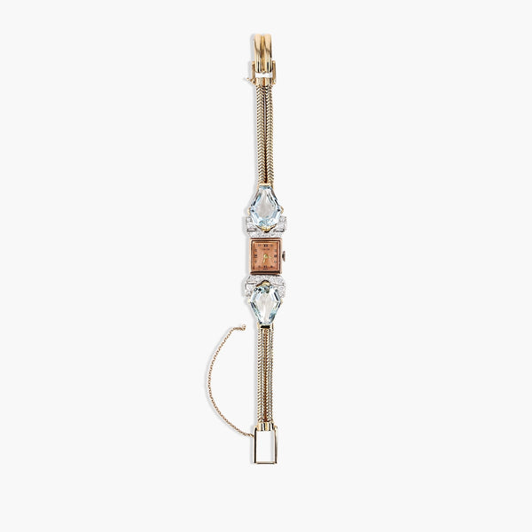 Aquamarine and Diamond Antique Watch