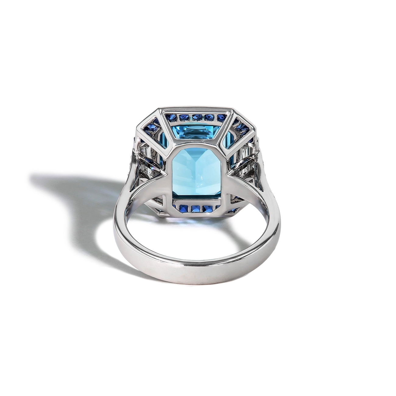 4 Carat Aquamarine and Blue Sapphire Ring