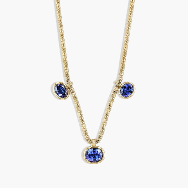 17 Carat Oval Tanzanite Bezel Necklace