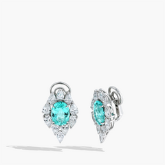 Paraiba and Diamond Halo Stud Earrings