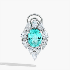 Paraiba and Diamond Halo Stud Earrings