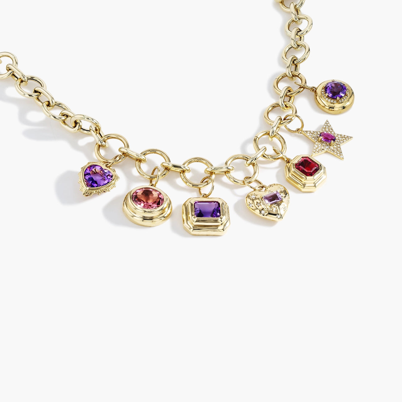 Multi-Color Sapphire Charm Necklace