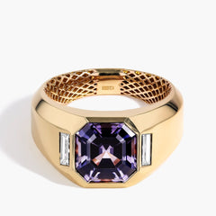 Robert Pelliccia 5 Carat Grey Spinel Asscher and Diamond Men's Ring