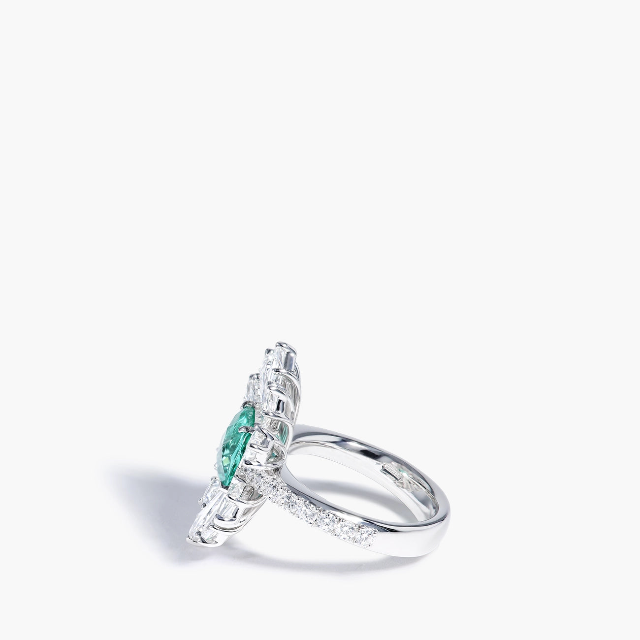 Paraiba and Diamond Halo Flower Ring