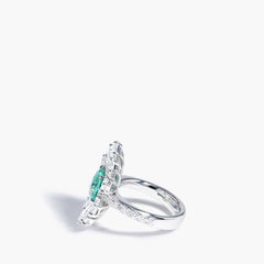 Paraiba and Diamond Halo Flower Ring
