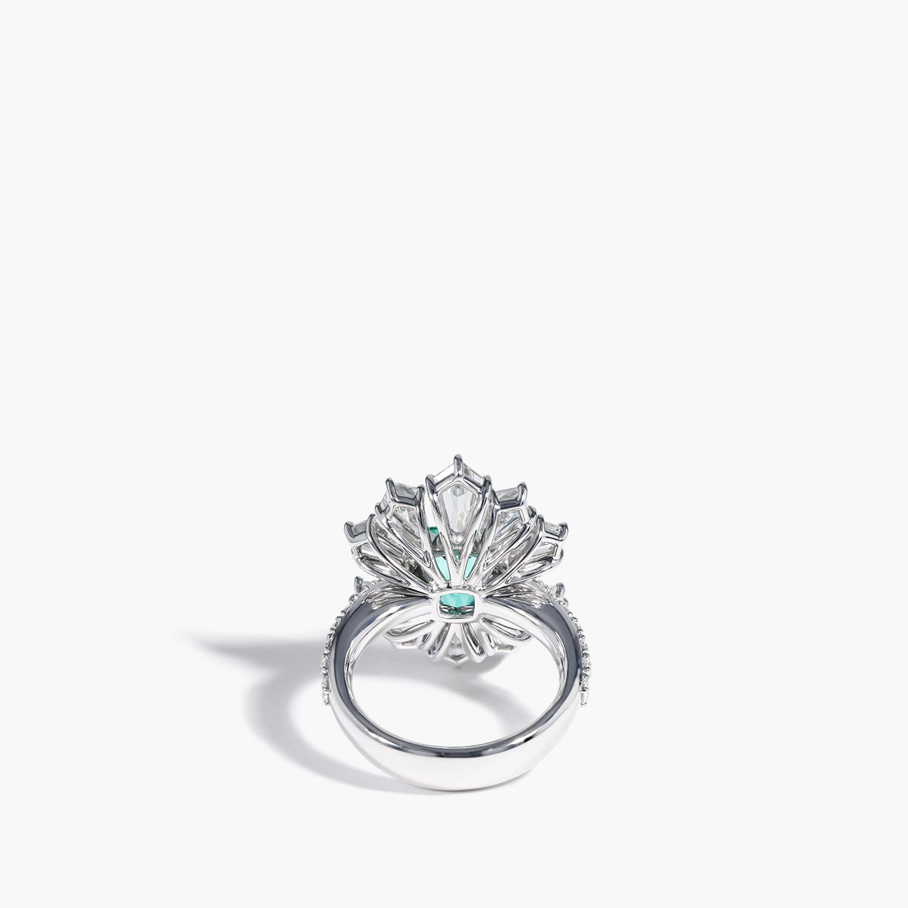 Paraiba and Diamond Halo Flower Ring