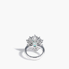 Paraiba and Diamond Halo Flower Ring