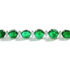 Zambian Cabachon Emerald and Diamond Bracelet