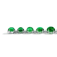 Zambian Cabachon Emerald and Diamond Bracelet
